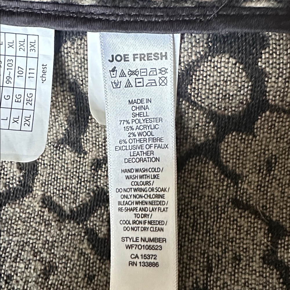 JOE FRESH Women's Black and Brown Cheetah Print Teddy Jacket - Picture 12 of 12
